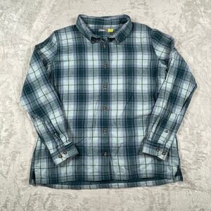 Cabela's XL/XL Plaid Flannel Shirt Men's Long Sleeve Button Up Green Blue